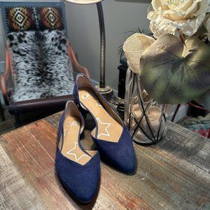 Gianni Bini Blue Suede Leather D’Orsay Pointed Toe Flats Sz 9